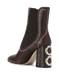 dunkelbraune Leder Stiefeletten von Miu Miu