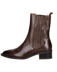 dunkelbraune Leder Stiefeletten von Pavement