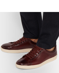 dunkelbraune Leder Turnschuhe von Tom Ford