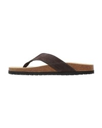 dunkelbraune Leder Zehensandalen von Pier One