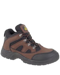 dunkelbraune Lederarbeitsstiefel von Amblers Safety