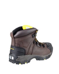 dunkelbraune Lederarbeitsstiefel von Amblers Safety