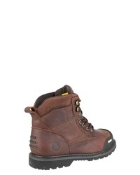 dunkelbraune Lederarbeitsstiefel von Amblers Safety