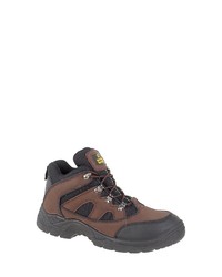 dunkelbraune Lederarbeitsstiefel von Amblers Safety