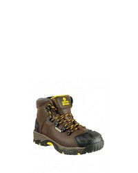 dunkelbraune Lederarbeitsstiefel von Amblers Safety