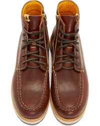 dunkelbraune Lederarbeitsstiefel von VISVIM