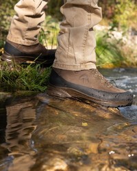 dunkelbraune Lederarbeitsstiefel von haix