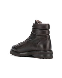 dunkelbraune Lederarbeitsstiefel von Henderson Baracco