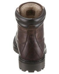 dunkelbraune Lederarbeitsstiefel von Wrangler