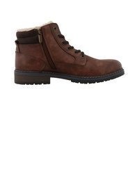 dunkelbraune Lederfreizeitstiefel von Mustang Shoes