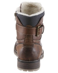 dunkelbraune Lederfreizeitstiefel von Tom Tailor