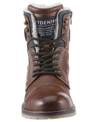 dunkelbraune Lederfreizeitstiefel von Tom Tailor