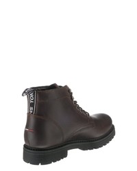 dunkelbraune Lederfreizeitstiefel von Tommy Jeans