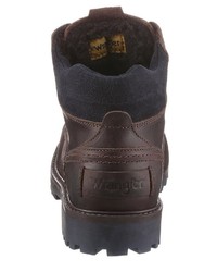 dunkelbraune Lederfreizeitstiefel von Wrangler