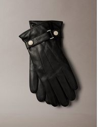 dunkelbraune Lederhandschuhe von Calvin Klein