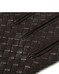 dunkelbraune Lederhandschuhe von Bottega Veneta