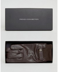 dunkelbraune Lederhandschuhe von French Connection