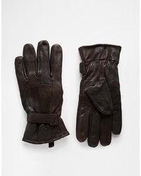 dunkelbraune Lederhandschuhe von Peter Werth