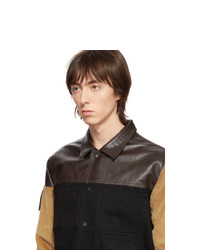dunkelbraune Shirtjacke aus Leder von GR-Uniforma