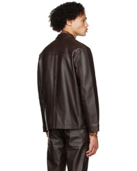 dunkelbraune Shirtjacke aus Leder von Cmmn Swdn