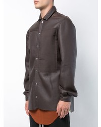 dunkelbraune Shirtjacke aus Leder von Rick Owens