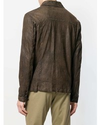 dunkelbraune Shirtjacke aus Leder von Salvatore Santoro