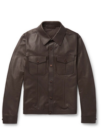 dunkelbraune Shirtjacke aus Leder von Ermenegildo Zegna