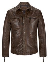 dunkelbraune Shirtjacke aus Leder von Milestone