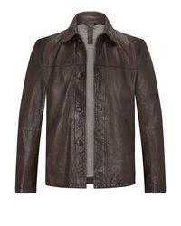 dunkelbraune Shirtjacke aus Leder von Milestone