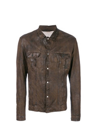 dunkelbraune Shirtjacke aus Leder von Salvatore Santoro