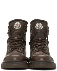 dunkelbraune Lederstiefel von Moncler