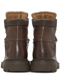 dunkelbraune Lederstiefel von Moncler