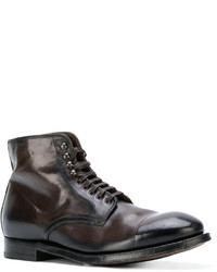 dunkelbraune Lederstiefel von Officine Creative