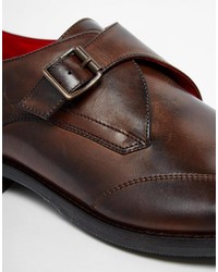 dunkelbraune Monks aus Leder von Base London