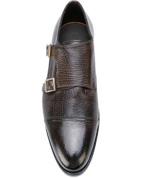 dunkelbraune Monks aus Leder von Santoni