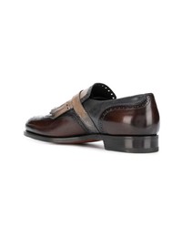 dunkelbraune Monks aus Leder von Santoni