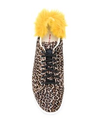 dunkelbraune niedrige Sneakers mit Leopardenmuster von Ps By Paul Smith