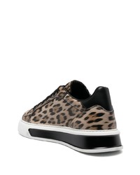 dunkelbraune niedrige Sneakers mit Leopardenmuster von Roberto Cavalli