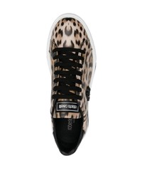 dunkelbraune niedrige Sneakers mit Leopardenmuster von Roberto Cavalli