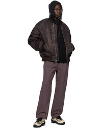 dunkelbraune Nylon Bomberjacke von Stussy