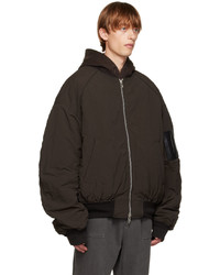 dunkelbraune Nylon Bomberjacke von Juun.J