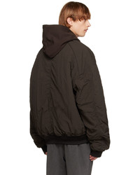 dunkelbraune Nylon Bomberjacke von Juun.J