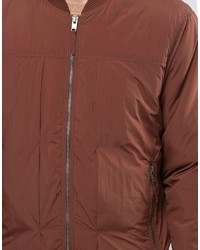 dunkelbraune Nylon Bomberjacke von Selected