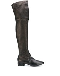 dunkelbraune Overknee Stiefel aus Leder von Casadei