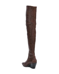 dunkelbraune Overknee Stiefel aus Leder von Casadei