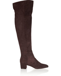 dunkelbraune Overknee Stiefel aus Wildleder von Gianvito Rossi