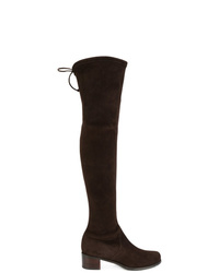 dunkelbraune Overknee Stiefel aus Wildleder von Stuart Weitzman