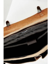 dunkelbraune Satchel-Tasche aus Leder von Dreimaster