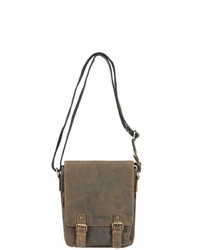 dunkelbraune Satchel-Tasche aus Leder von Greenburry