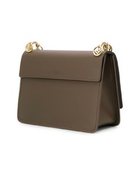 dunkelbraune Satchel-Tasche aus Leder von Fendi